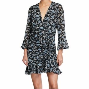 Veronica Beard 2 100% silk Sean Floral Print 0130 Mini dress long sleeve